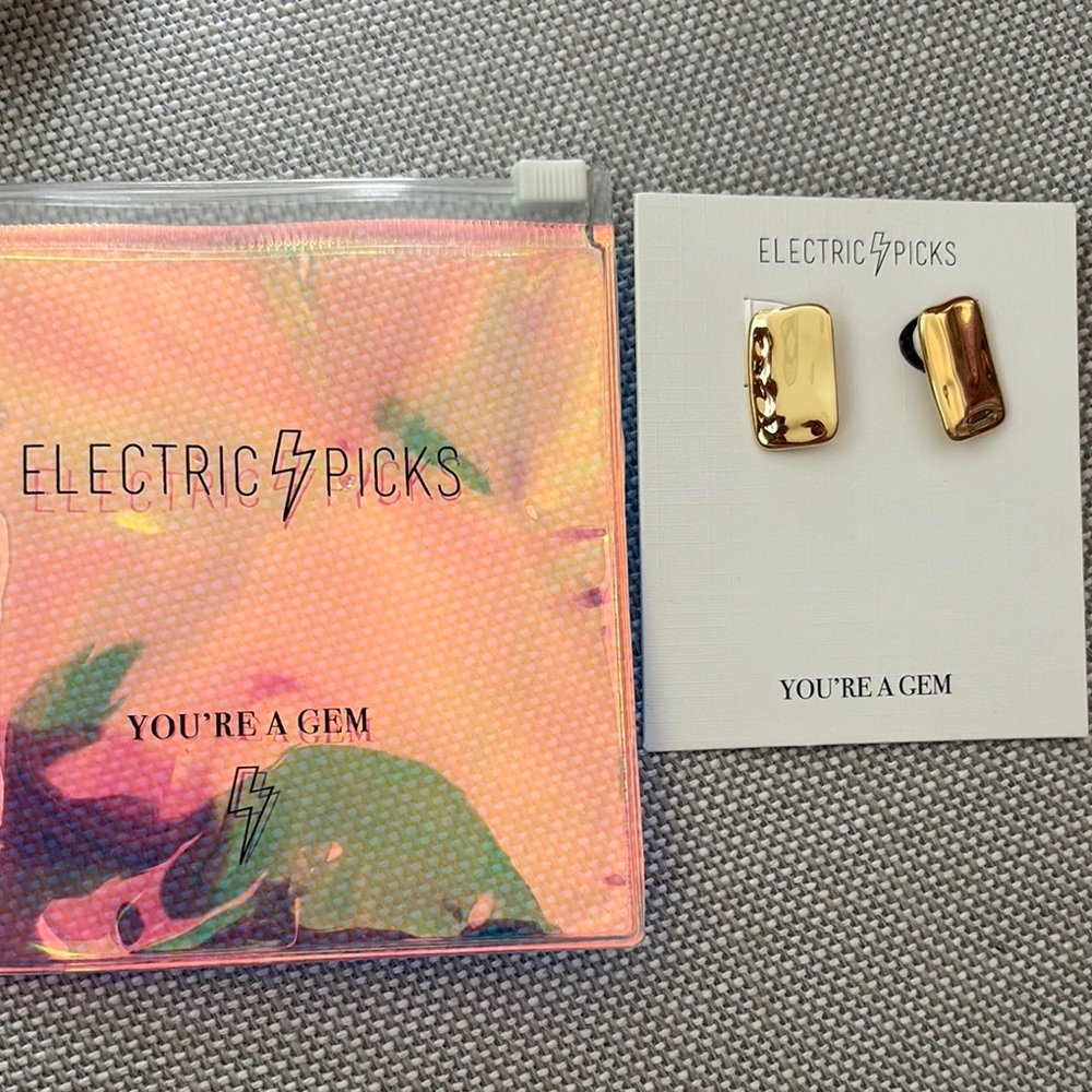 Electric Picks Gold Earrings- never been worn